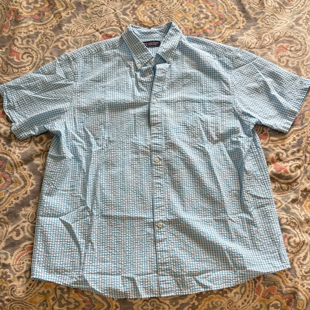 Roundtree & Yorke Light Blue Checkered Casual Shirt